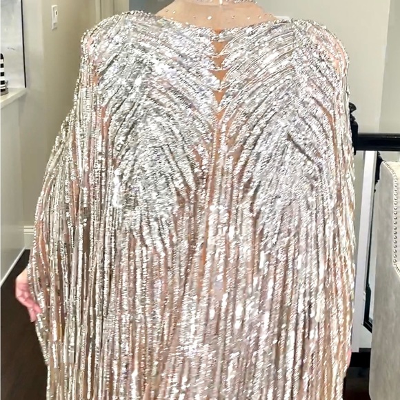 Gorgeous Silver Couture Cap Gown - Picture 3 of 6